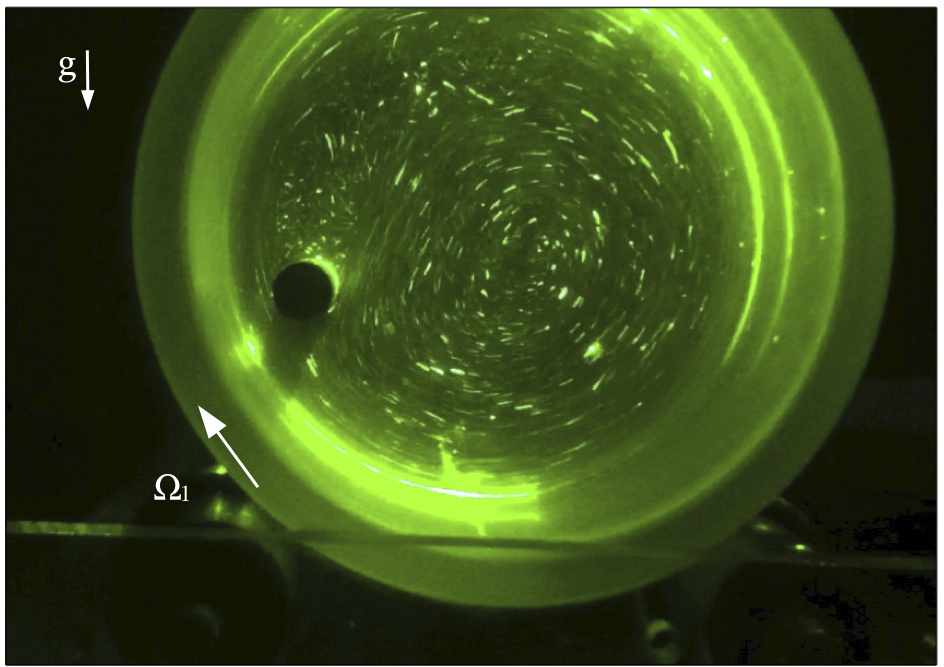 small cylinder inside rotating drum